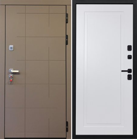 Черный, 860x2050, L, з. KALE 252, з. Бордер ЗВ8-6К5, петли 3шт., внеш. отд. - МДФ 10мм, Муссон софт, Н-10 Белый софт