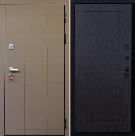 Черный, 860x2050, L, з. KALE 252, з. Бордер ЗВ8-6К5, петли 3шт., внеш. отд. - МДФ 10мм, Муссон софт, Н-7 Венге