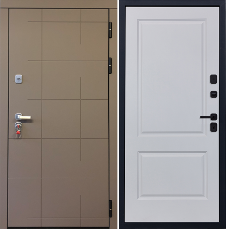 Черный, 960х2050, L, з. KALE 252, з. Бордер ЗВ8-6К5, петли 3шт., внеш. отд. - МДФ 10мм, Муссон софт, Д-7 Белый софт