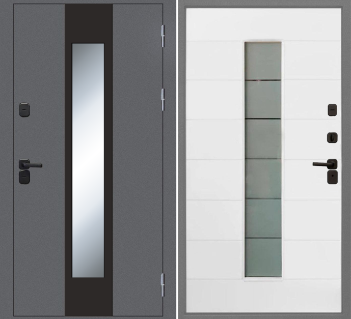 Металлическая дверь термо Карелия со стеклопакетом Серый 960x2050