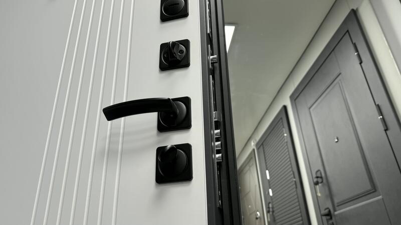 Муар серый RAL7024, 2050х880, R, внеш. отд. - МДФ 10мм, Коричнево-серый, внутр. пан. - PR-216 Эмалит Белый
