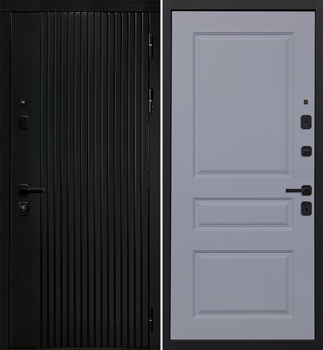 Черный, 860x2050, L, з. KALE 252, з. Бордер ЗВ8-6К5, петли 3шт., внеш. отд. - МДФ 10мм, Черный кварц