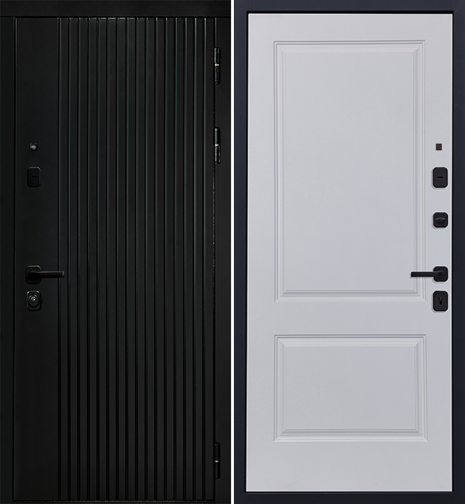 Черный, 860x2050, L, з. KALE 252, з. Бордер ЗВ8-6К5, петли 3шт., внеш. отд. - МДФ 10мм, Черный кварц