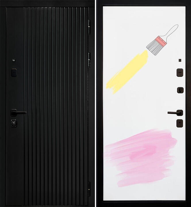 Черный, 960х2050, R, з. KALE 252, з. Бордер ЗВ8-6К5, петли 3шт., внеш. отд. - МДФ 10мм, Черный кварц