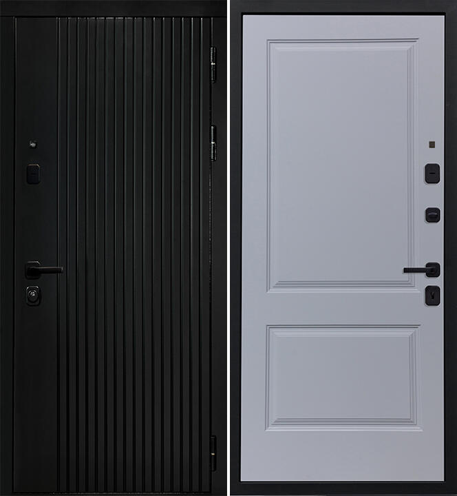 Черный, 960х2050, R, з. KALE 252, з. Бордер ЗВ8-6К5, петли 3шт., внеш. отд. - МДФ 10мм, Черный кварц