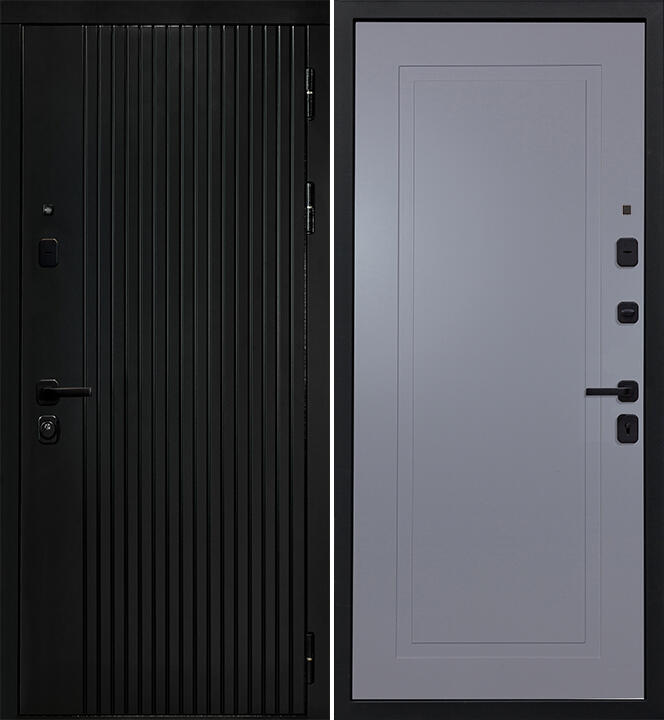 Черный, 960х2050, R, з. KALE 252, з. Бордер ЗВ8-6К5, петли 3шт., внеш. отд. - МДФ 10мм, Черный кварц