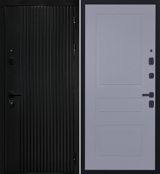 Черный, 960х2050, R, з. KALE 252, з. Бордер ЗВ8-6К5, петли 3шт., внеш. отд. - МДФ 10мм, Черный кварц