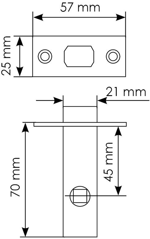 LP6-45 AB, защелка межкомнатная, с пластиковым язычком, цвет - античная бронза