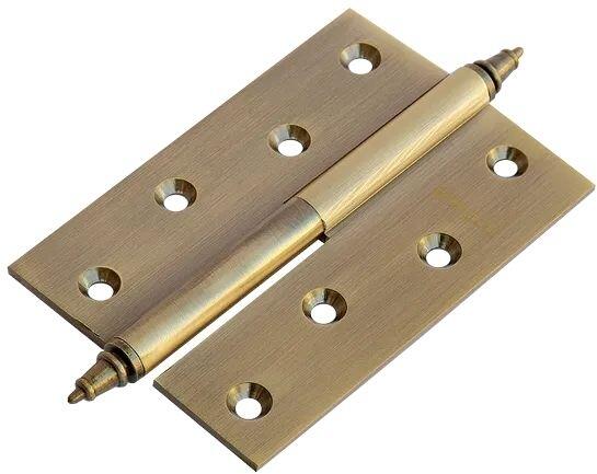 MB 100X70X3 AB L C -N, петля латунная с коронкой левая, цвет - античная бронза