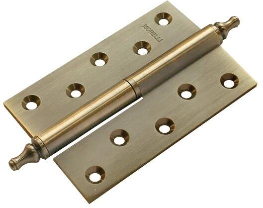 MB 120X80X3.5 AB R C, петля латунная с коронкой правая, цвет - античная бронза