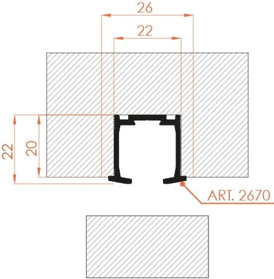 TRACK 2670/200, направляющий профиль 200см для двери "книжка" до 30кг