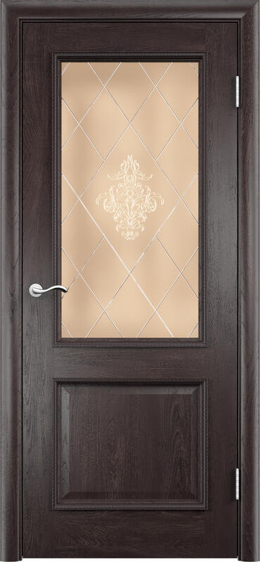 Дуб патинированный, сатинат бронза, витраж контур. прозр. № 1, 600х2000, LR