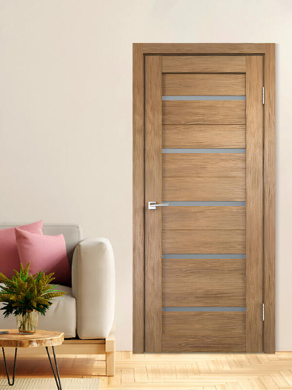 Дуб золотой, 900х2000, LR, б/врезки замка и петель, стекло Мателюкс