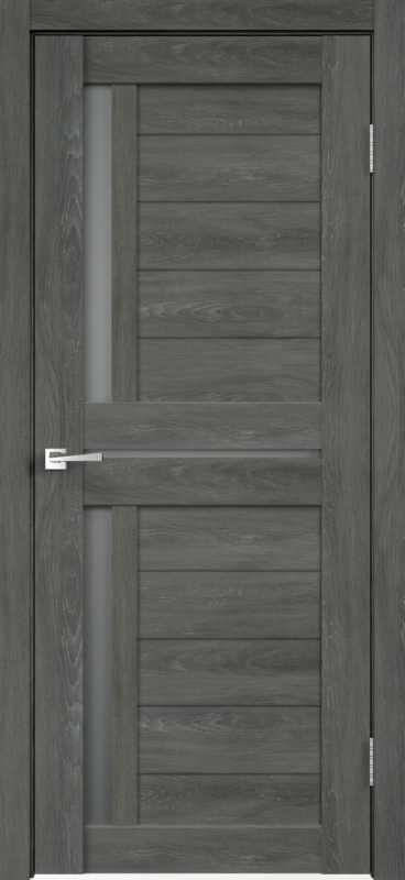 Дуб Шале графит, 600х2000, LR, б/врезки замка и петель, стекло Мателюкс