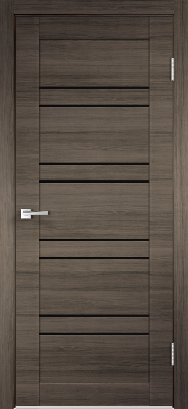 Дуб серый поперечный, 900х2000, LR, б/врезки замка и петель, стекло Лакобель черное