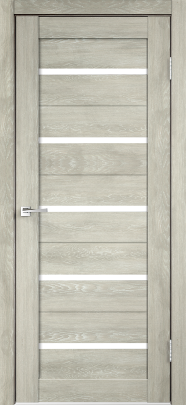 Межкомнатная дверь экошпон DUPLEX со стеклом без притвора Дуб шале седой 600х2000