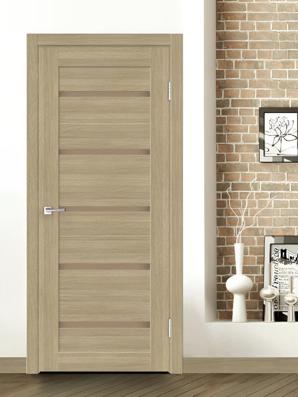 Дуб Бавария, 600х2000, LR, б/врезки замка и петель, стекло Мателюкс Бронза