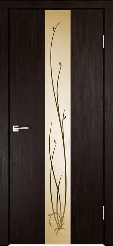 Венге, 700х2000, LR, б/врезки замка и петель, зеркало Веточки бронза