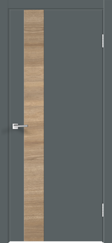 Темно-серый Эмалит, 700х2000, LR, б/врезки замка и петель, кромка ABS 2мм с 4х ст., цвет темно-серый эмалит, вставка Дуб европ. гор.