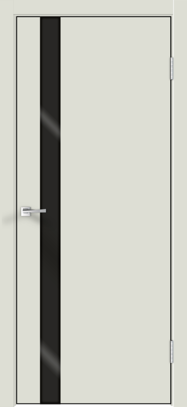 Светло-серый Эмалит, 800х2000, LR, б/врезки замка и петель, стекло Лакобель черное, кромка ABS 2мм с 4х ст., цвет черный