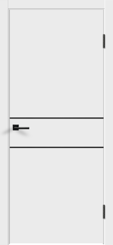 Белый Эмалит, 900х2000, LR, б/врезки замка и петель, кромка ABS 2мм с 4х ст., молдинг цвет черный