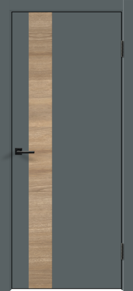 Темно-серый Эмалит, 900х2000, LR, б/врезки замка и петель, кромка ABS 2мм с 4х ст., цвет черный, вставка Дуб европ. гор.