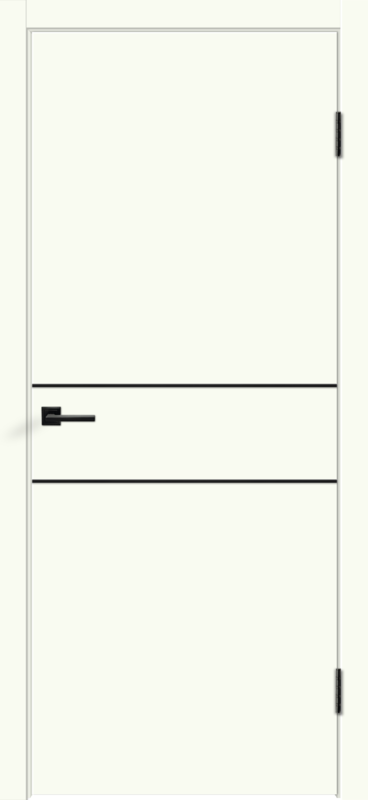 Молочный Эмалит, 600х2000, LR, б/врезки замка и петель, кромка ABS 2мм с 4х ст., молдинг цвет черный
