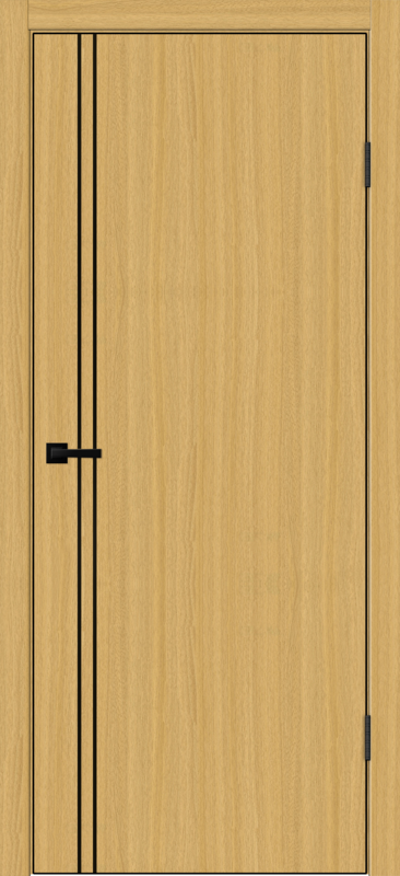 Орех американский соломенный, 800х2000, LR, б/врезки замка и петель, кромка ABS 2мм с 4х ст., цвет черный, молдинг цвет черный