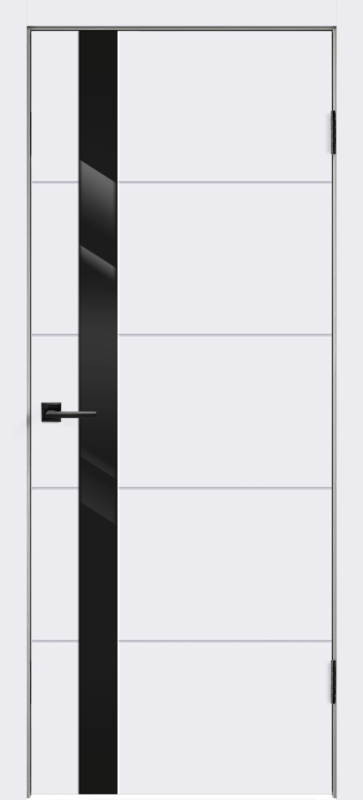 Белый, 800х2000, LR, б/врезки замка и петель, стекло Лакобель черное