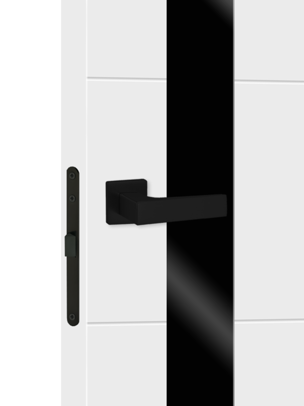 Белый, 800х2000, LR, врезка п/з. 1895Р, без врезки п/петли, стекло Лакобель черное, б/отв. п/фурнитуру