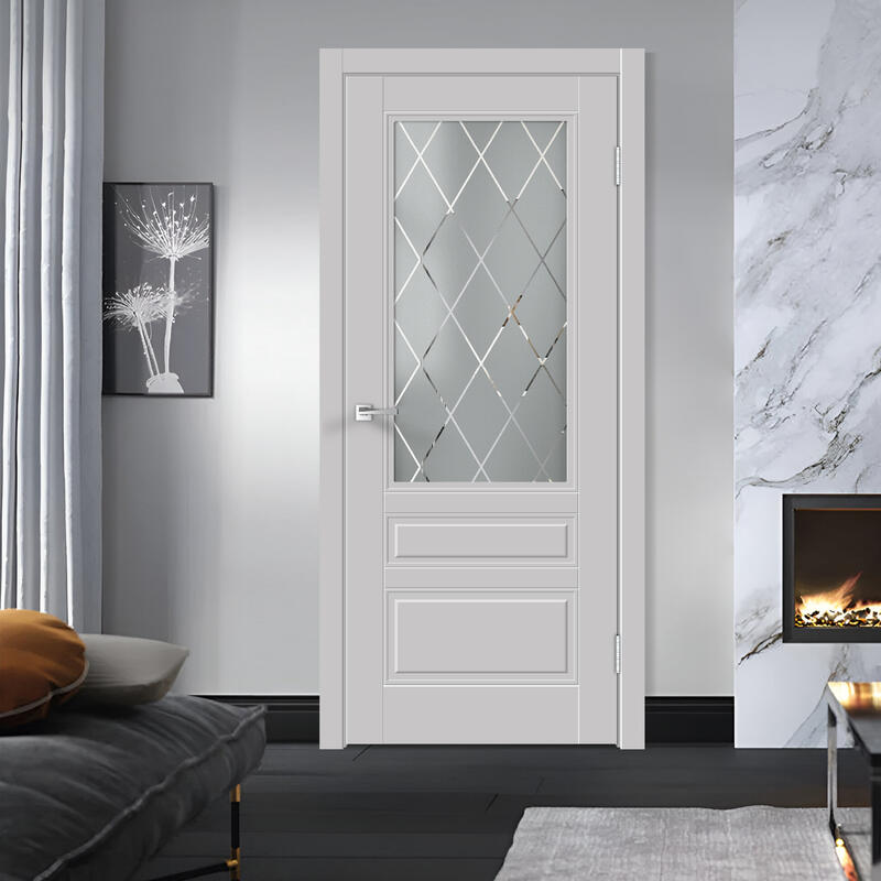 Светло-серый, 800х2000, R, врезка п/з. 1895Р, без врезки п/петли, стекло РОМБ Мателюкс, б/отв. п/фурнитуру