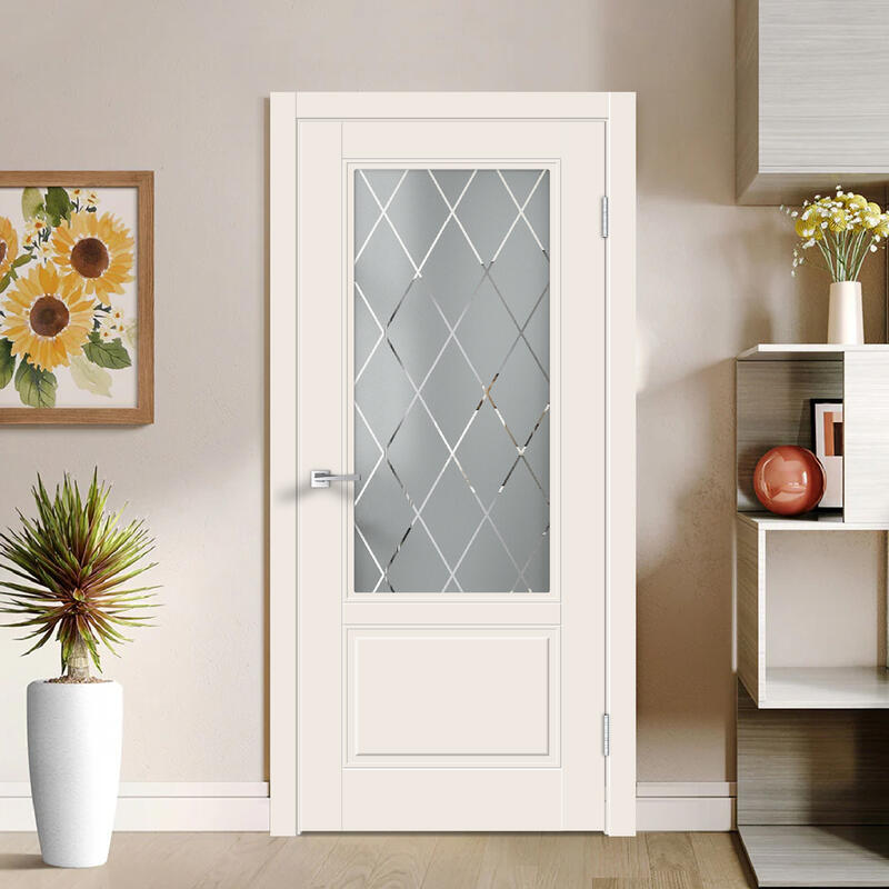 Слоновая кость, 700х2000, L, врезка п/з. 1895Р, без врезки п/петли, стекло РОМБ Мателюкс, б/отв. п/фурнитуру