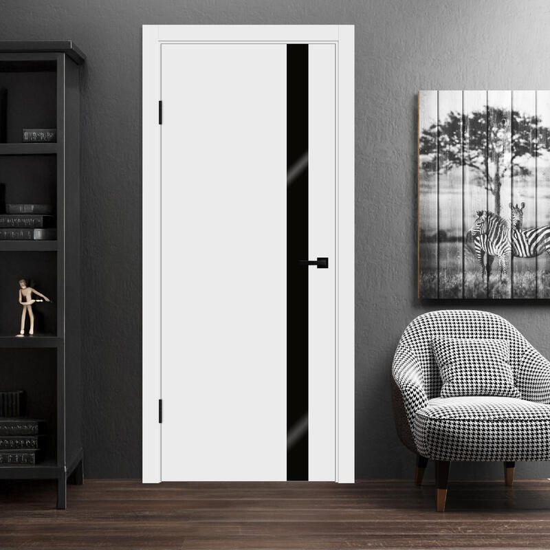 Белый, 800х2000, LR, врезка п/з. 1895Р, без врезки п/петли, стекло Лакобель черное, б/отв. п/фурнитуру