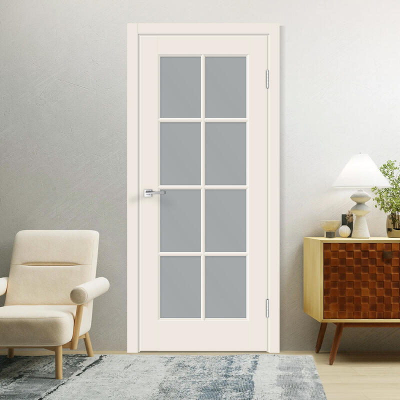 Слоновая кость, 600х2000, LR, врезка п/з. 1895Р, без врезки п/петли, стекло Мателюкс, б/отв. п/фурнитуру