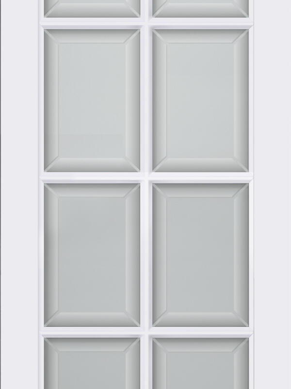 Белый, 700х2000, LR, б/врезки замка и петель, стекло Мателюкс, Английская решетка