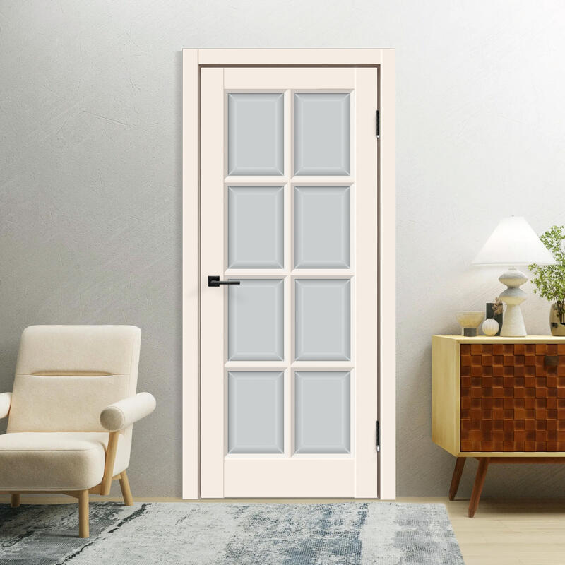 Слоновая кость, 700х2000, L, врезка п/з. 1895Р, без врезки п/петли, стекло Мателюкс, Английская Решетка, б/отв. п/фурнитуру