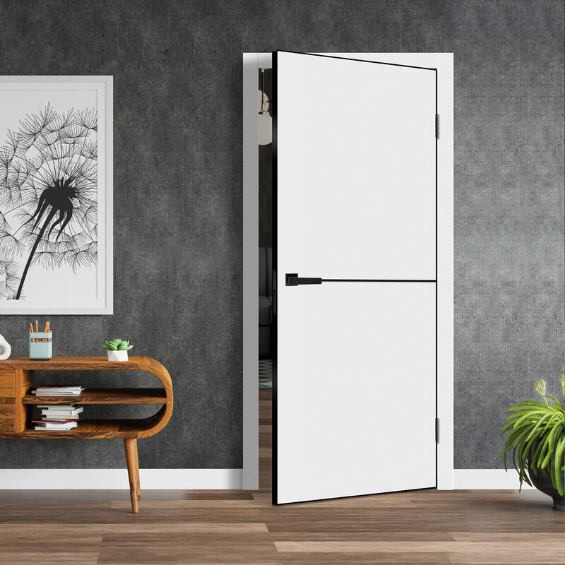 Белый, 800х2000, LR, б/врезки замка и петель, кромка с 4х ст., цвет чёрный, молдинг цвет черный