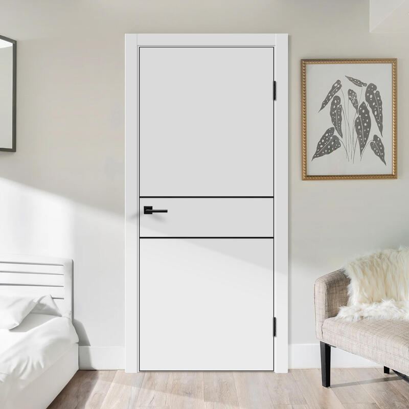 Белый, 700х2000, LR, б/врезки замка и петель, кромка с 4х ст., цвет чёрный, молдинг цвет черный