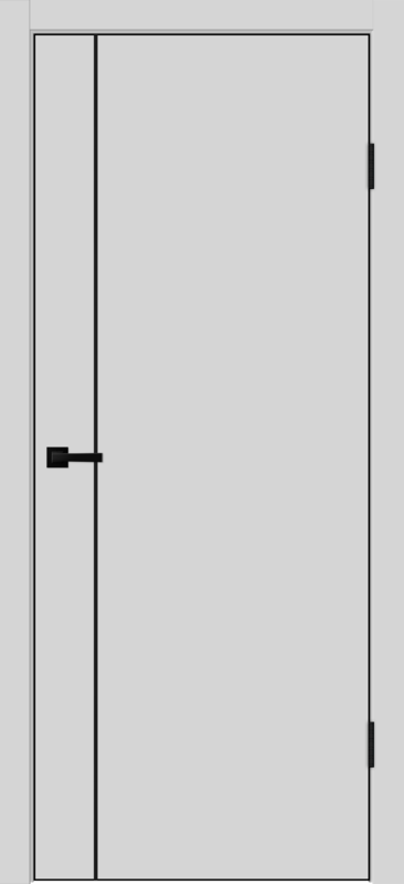 Светло-серый, 800х2000, LR, б/врезки замка и петель, кромка с 4х ст., цвет чёрный, молдинг цвет черный