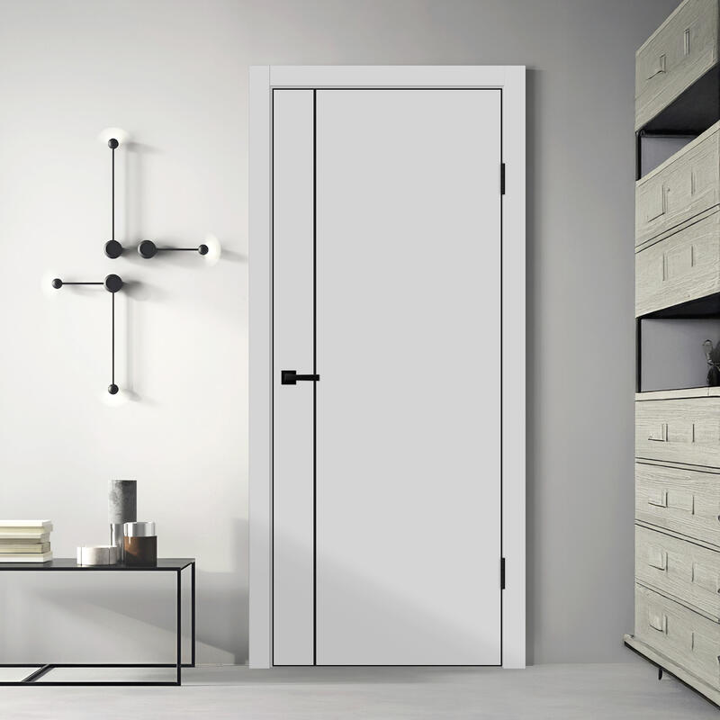 Светло-серый, 900х2000, LR, б/врезки замка и петель, кромка с 4х ст., цвет чёрный, молдинг цвет черный