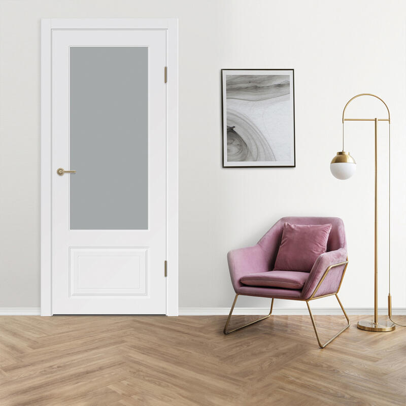 Белый, 600х2000, LR, б/врезки замка и петель, стекло Мателюкс