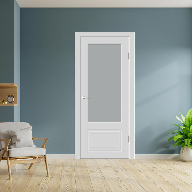 Светло-серый, 600х2000, LR, б/врезки замка и петель, стекло Мателюкс