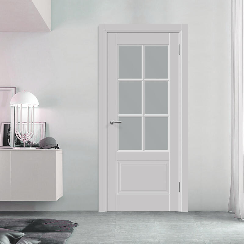 Светло-серый, 600х2000, LR, б/врезки замка и петель, стекло Мателюкс