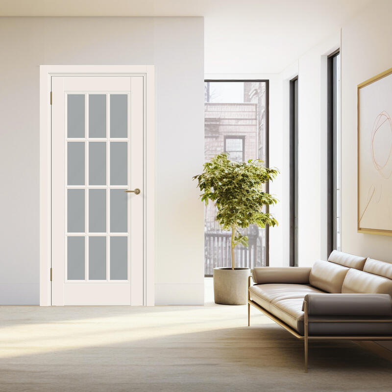 Слоновая кость, 700х2000, LR, б/врезки замка и петель, стекло Мателюкс