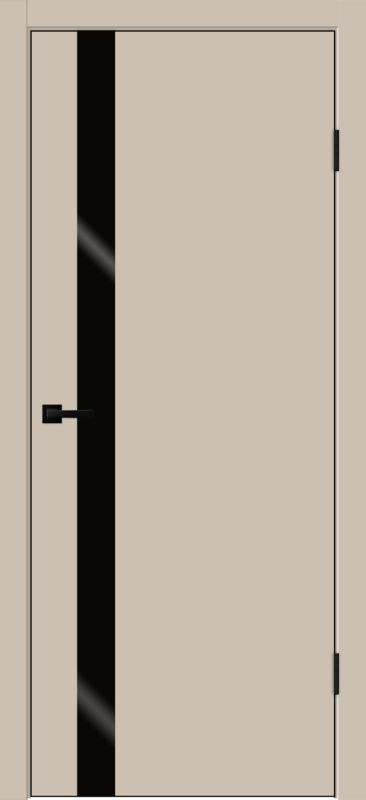 Межкомнатная дверь эмаль ФЛЭТ 40/БЛЭК со стеклом Z1 Песочный Эмаль 600х2000