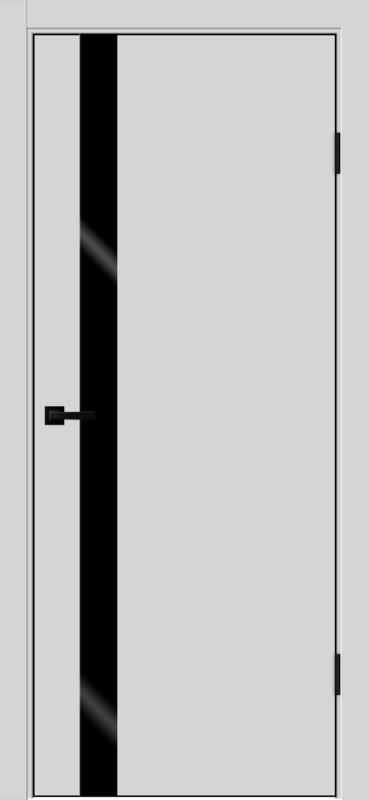 Межкомнатная дверь эмаль ФЛЭТ 40/БЛЭК со стеклом Z1 цвет Светло-серый 600х2000