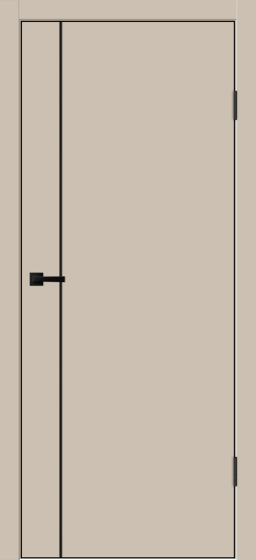 Песочный, 700х2000, LR, з. M1895 BL (черный), с отв. пл., без врезки п/петли, чёрная алюм. кромка с 4х ст.