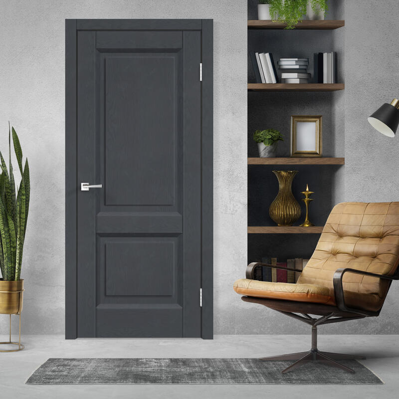 Ясень графит структурный, 800х2000, LR, б/врезки замка и петель