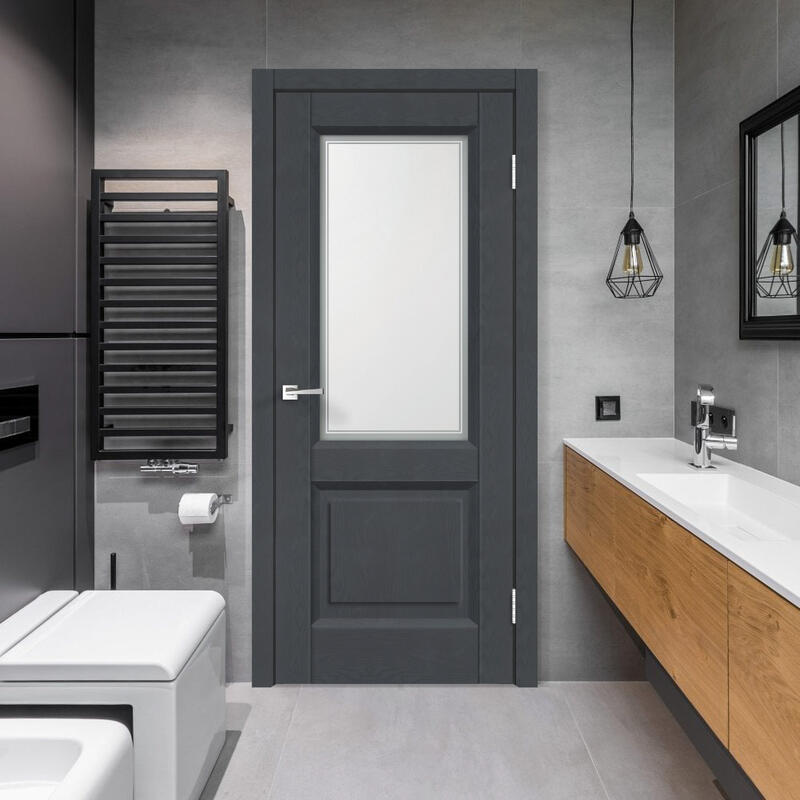 Ясень графит структурный, 700х2000, LR, б/врезки замка и петель, стекло Мателюкс, контур №1