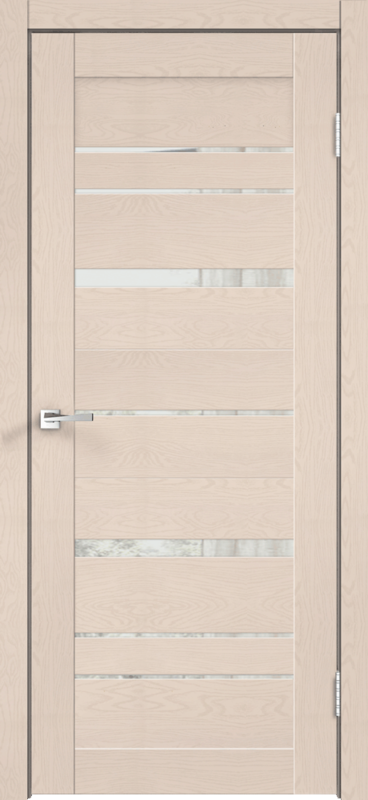 Ясень капучино структурный, 800х2000, LR, б/врезки замка и петель, зеркало двухстороннее 4мм